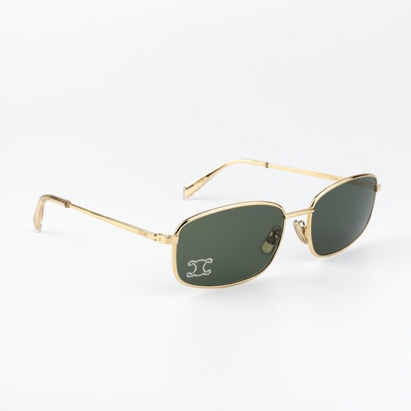 Celine RHINESTONE TRIOMPHE Men Sunglasses Gold Green Rectangle CL40285U 30N - Picture 4 of 14